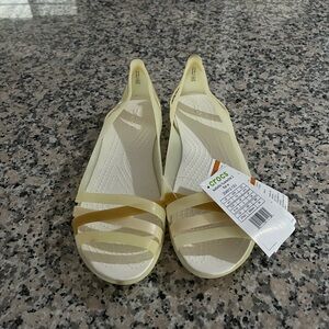 CROCS Cream Sandals Strappy Design Low Sole
